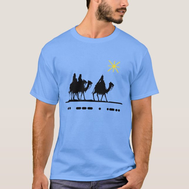 Noel in Morse Code Tshirt - 3 Wise Men (Front)