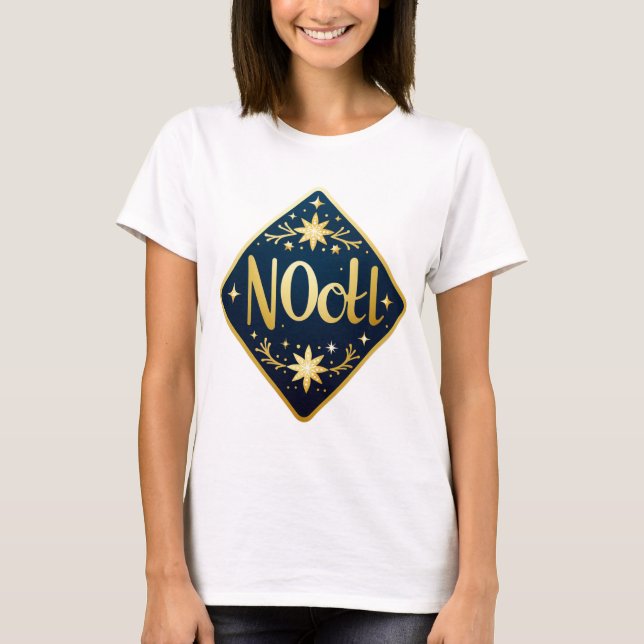 Noel Luxe – Elegant Golden Christmas Vibes T-Shirt (Front)