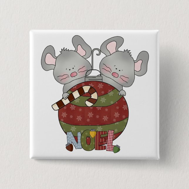 Noel Mice Holiday T-shirts and Gifts 15 Cm Square Badge (Front)