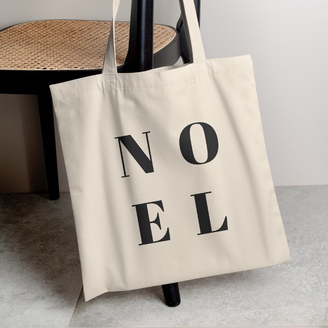 Noel | Modern Black Trendy Stylish Christmas Tote Bag (Modern minimalist holiday bag created for timeless, practical, and fashionable Christmas style)