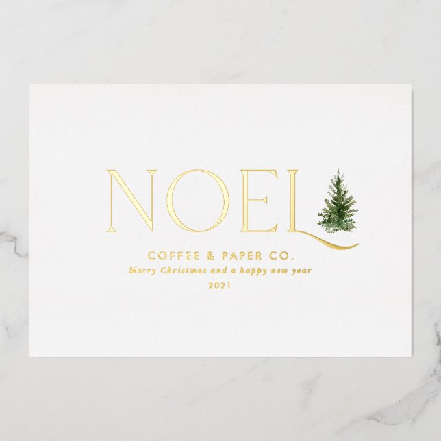 Noel modern business Christmas  Foil Holiday Card (Front)