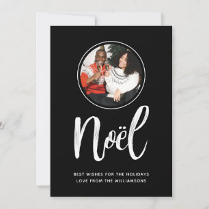 Noel Modern Minimalist Circle Photo Holiday Card