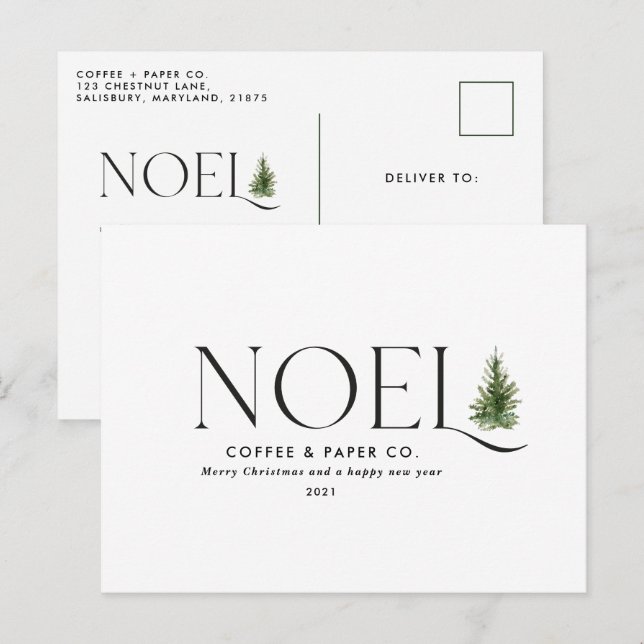 Noel modern typography business Christmas Holiday  (Front/Back)