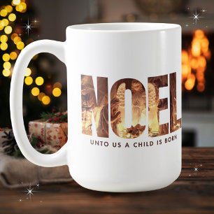 NOEL Nativity Scene Minimalist Christmas Coffee Mug