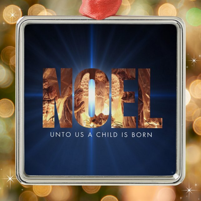NOEL Nativity Scene Minimalist Christmas Metal Tree Decoration (Available on multiple types of ornaments. Merry Christmas!)