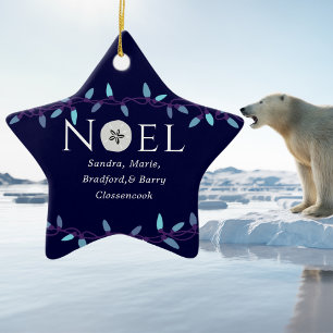 Noel Navy Blue Sand Dollar Nautical Christmas Ceramic Tree Decoration