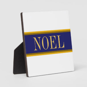 NOEL NOEL Rich Navy Blue Snowy White Stripes Plaque