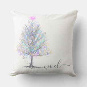 Noel pastel lights christmas tree cushion