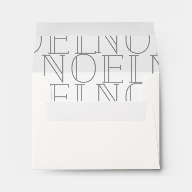 NOEL Pattern Christmas Tree White & Grey Envelope (Back (Bottom))
