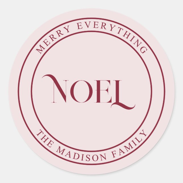 Noel Playful Vintage Christmas Classic Round Sticker (Front)