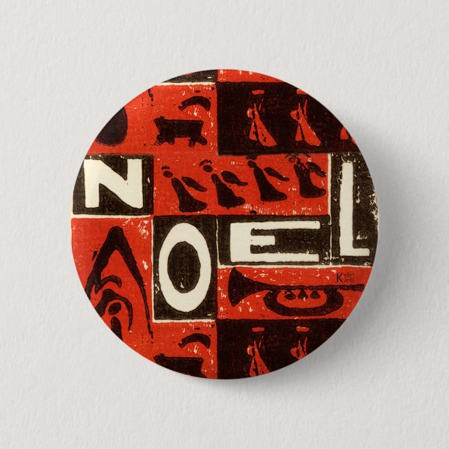 Noel Red 6 Cm Round Badge (Front)