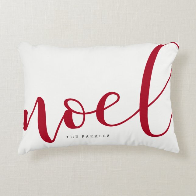 Noel | Red and White Christmas Decorative Cushion (Front)