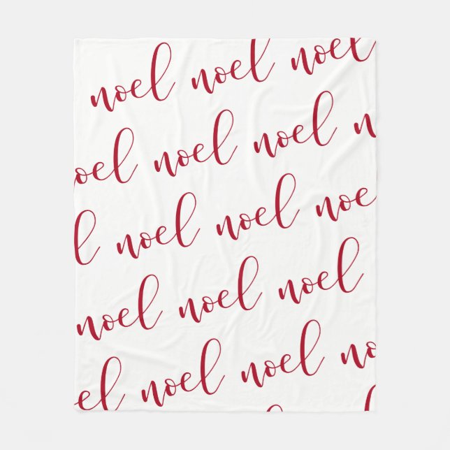 Noel | Red and White Christmas Script Fleece Blanket (Front)