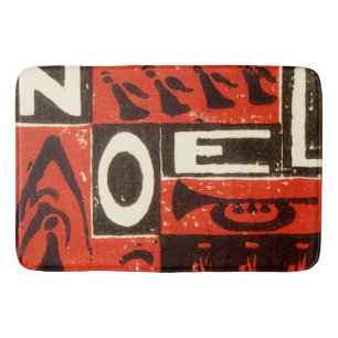 Noel Red Block Print Bath Mat
