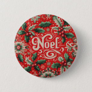 Noel Red & Green 6 Cm Round Badge
