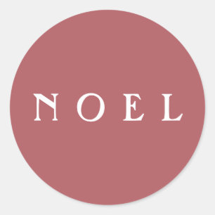 NOEL Script Envelope or Gift Wrap Pink Classic Round Sticker