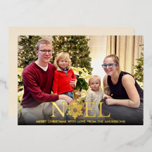 Noel Snowflake Merry Christmas Foil Holiday Card