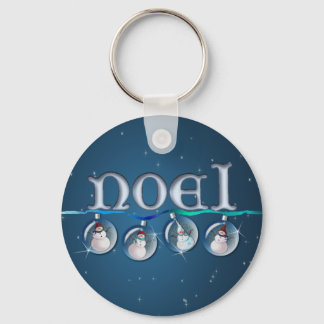 NOEL SNOWMAN GLOBES by SHARON SHARPE Key Ring
