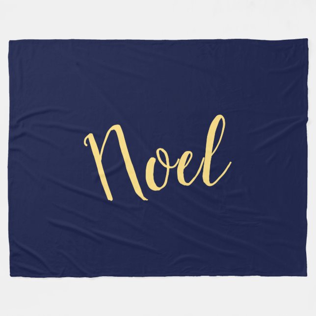 NOEL Sophisticated Text On Elegant Rich Navy Blue  Fleece Blanket (Front (Horizontal))