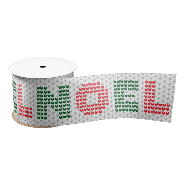 Noel Typography Christmas Sweater Satin Ribbon (Spool)