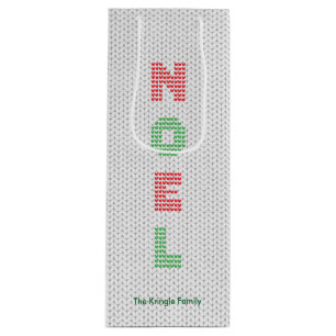 Noel Typography Christmas Sweater Wine Gift Bag