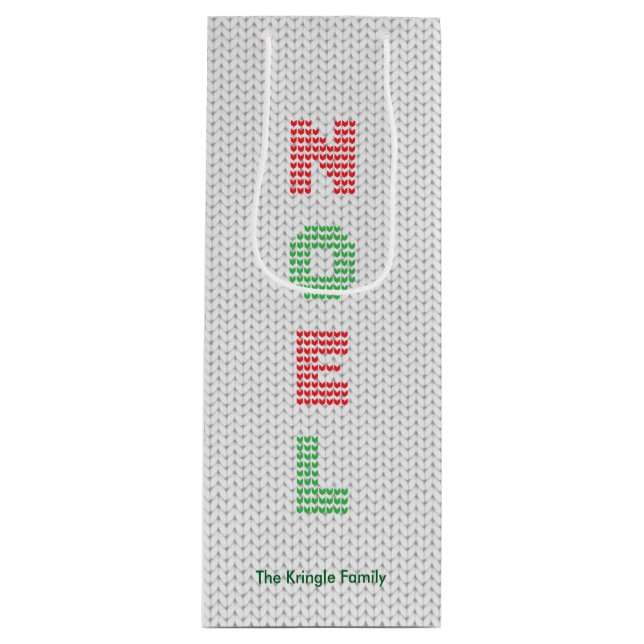 Noel Typography Christmas Sweater Wine Gift Bag (Front)