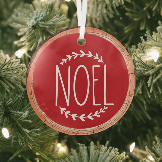 Noel Typography Keepsake Tree Glass Tree Decoration (Insitu)