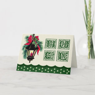 Noel. Vintage Christmas Lantern Holiday Card