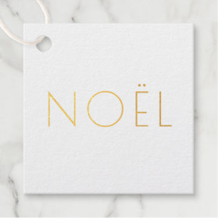 Noël white and gold minimalist typography elegant favour tags