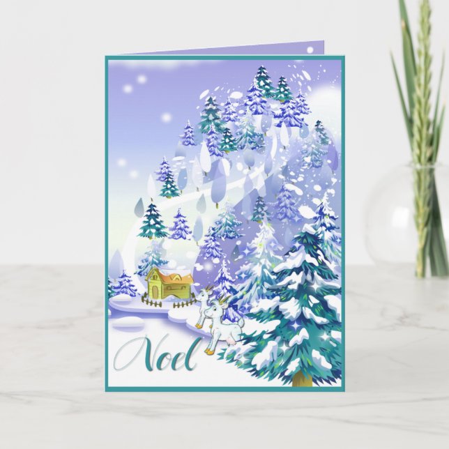 Noel Winter Goat Christmas Card (Front)