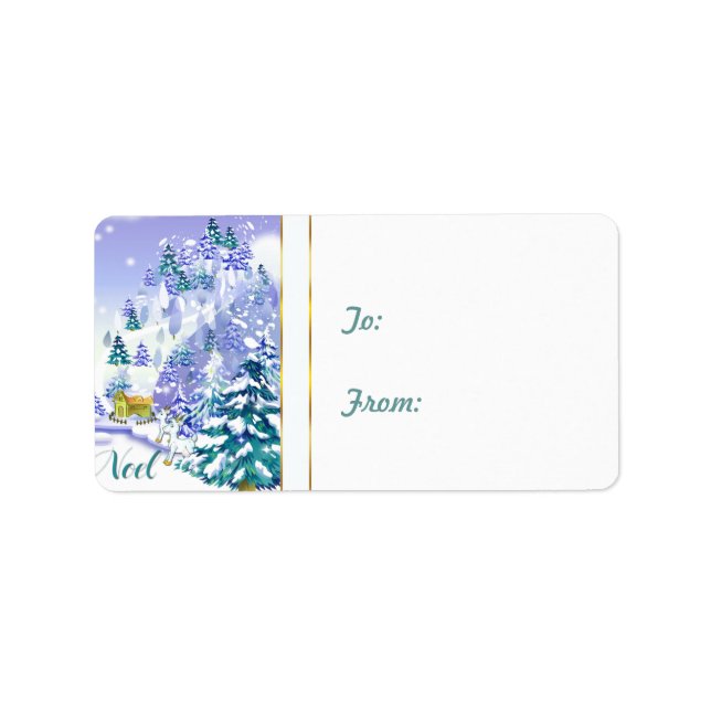 Noel Winter Scene Christmas  Goat   Gift Tag (Front)