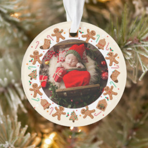 Noël xmas gingerbread wreath illustration photo ornament