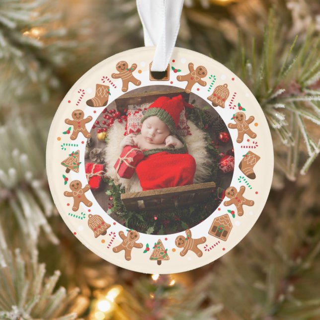 Noël xmas gingerbread wreath illustration photo ornament (Tree)