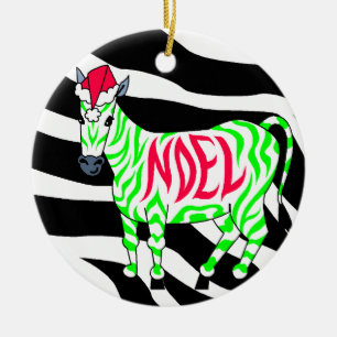 Noel Zebra Christmas Ceramic Tree Decoration