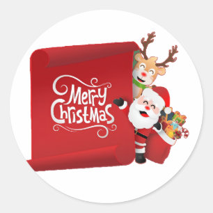 "Noel's Peek Behind the Merry Christmas Paper Classic Round Sticker