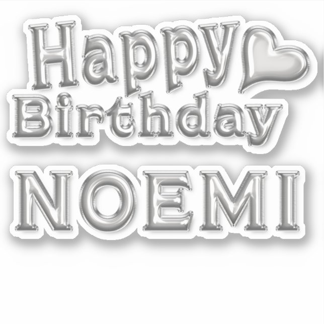 Noemi Happy Birthday silver sticker (Front)