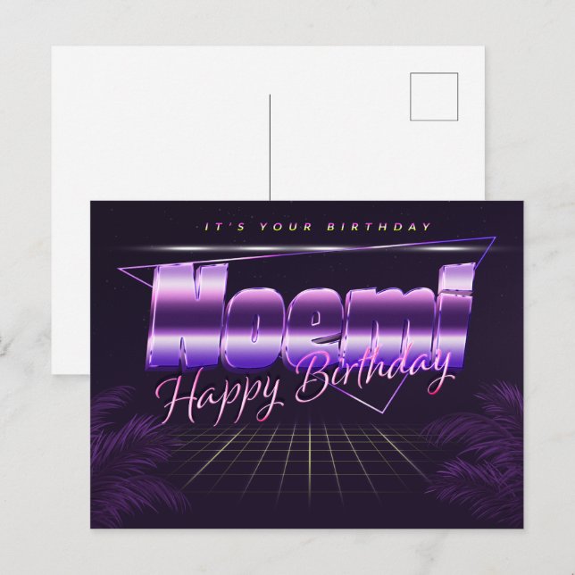 Noemi last name first name purple postcard birthda (Front/Back)