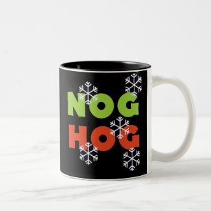 Nog Hog Christmas Holidays Two-Tone Coffee Mug