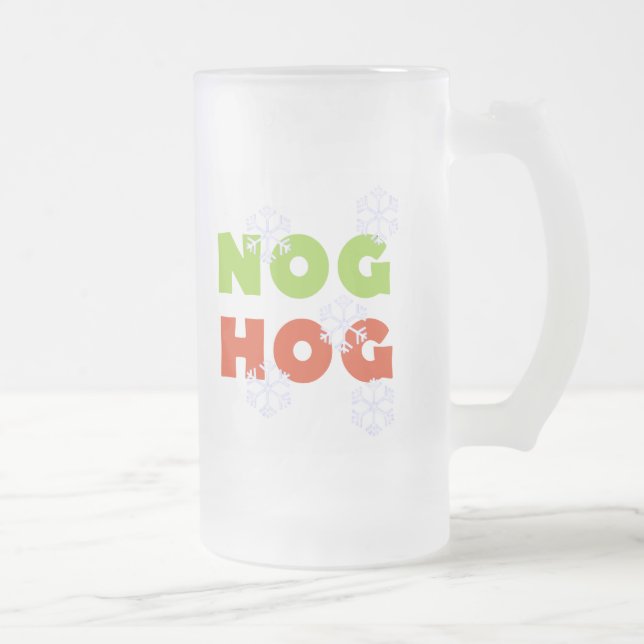 Nog Hog Frosted Glass Beer Mug (Right)
