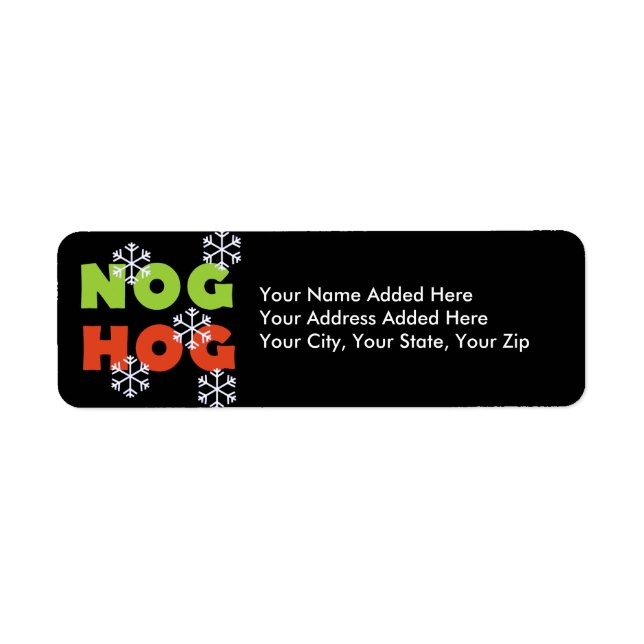 Nog Hog Holiday Return Address Labels (Front)
