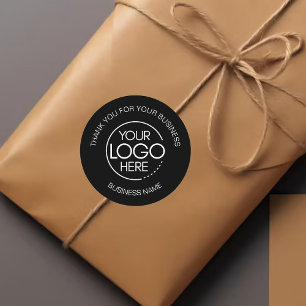 Noir Black Business Thank You Classic Round Sticker