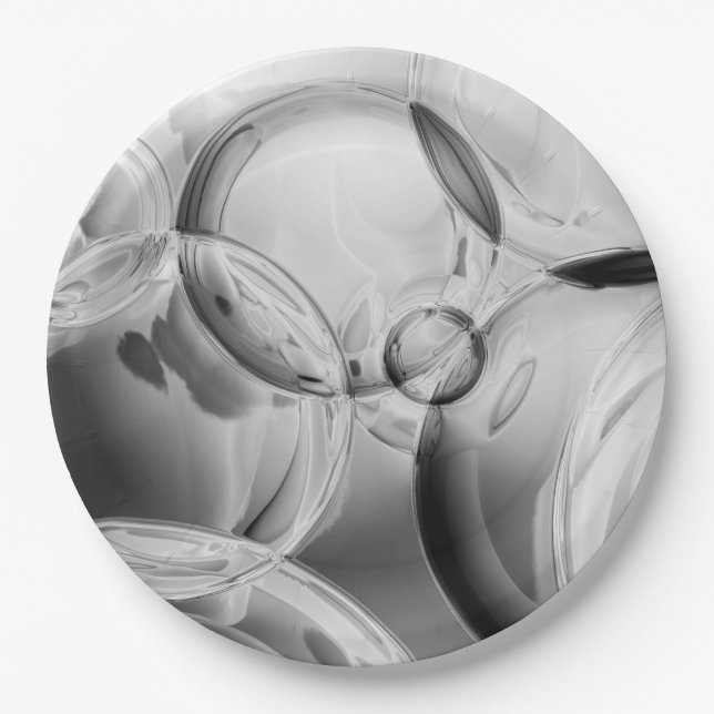 Noir Bubbles Paper Plate (Front)