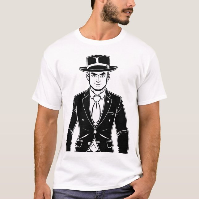 Noir Detective Portrait T-Shirt (Front)
