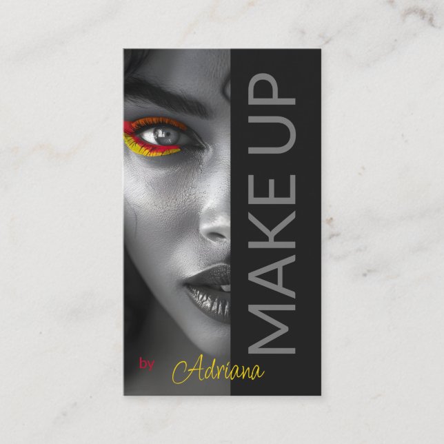 Noir Elegance: Sophisticated Make up artist Business Card (Front)