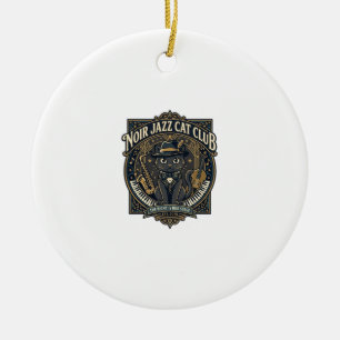Noir Jazz Cat Cat Dad Gift Idea - Noir Jazz Cat Cl Ceramic Tree Decoration