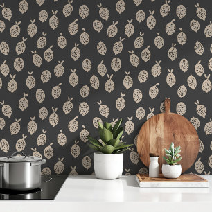 Noir Lemons: Chic Black & Beige Minimalist Wallpaper