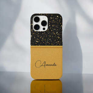 Noir Luxe Glitter (gold-Leather) iPhone 16 Pro Max Case