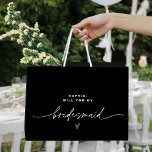 NOIR Minimalist Bridesmaid Gift Bag<br><div class="desc">The NOIR Collection features a classic black colour and a stunning modern calligraphy script font, creating a look that is both elegant and sophisticated. This collection is perfect for couples who want to create a timeless and classic feel for their special event. The bold black colour scheme creates a striking...</div>