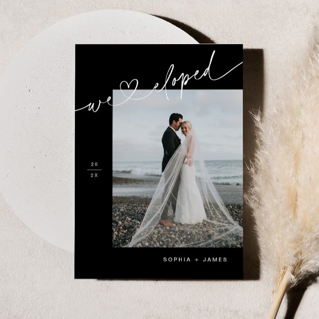 NOIR Minimalist Heart Elopement Announcement (Creator Uploaded)