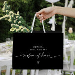 NOIR Minimalist Matron of Honour Gift Bag<br><div class="desc">The NOIR Collection features a classic black colour and a stunning modern calligraphy script font, creating a look that is both elegant and sophisticated. This collection is perfect for couples who want to create a timeless and classic feel for their special event. The bold black colour scheme creates a striking...</div>